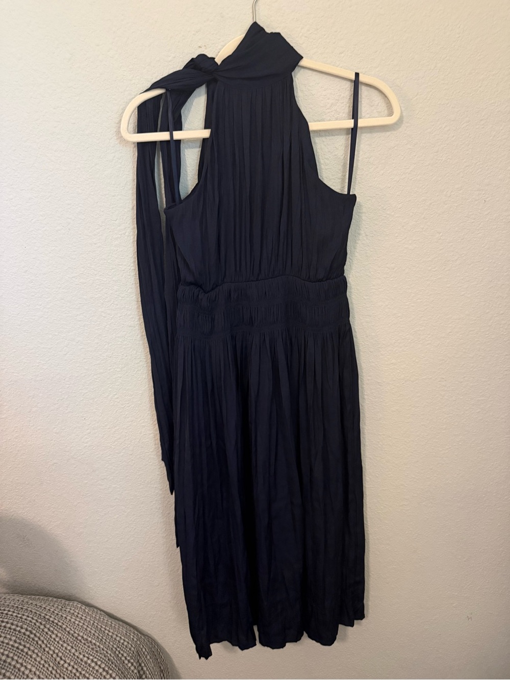 White House Black Market Navy Halter Tie-Neck Midi Dress